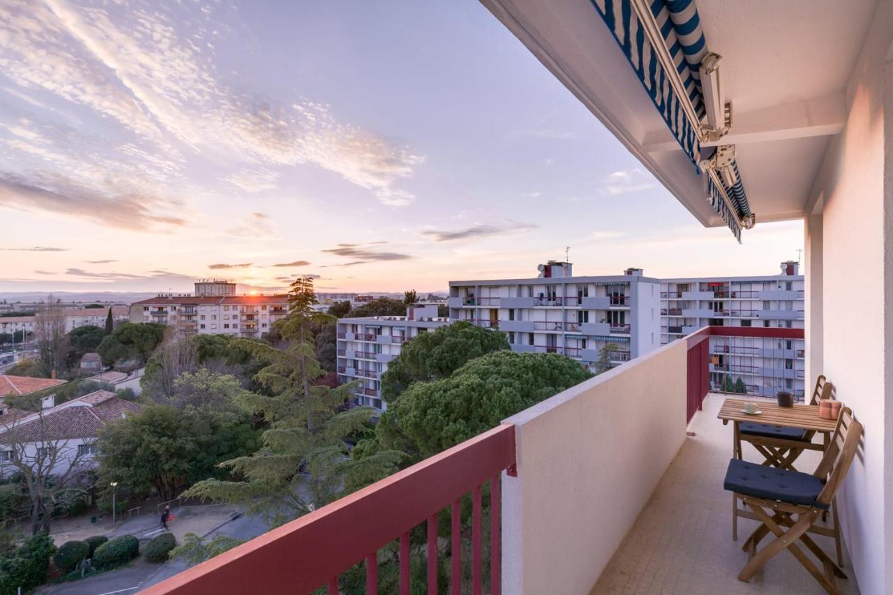 Appartement 2 Chambres, Dernier Etage, Parking Gratuit Dans Residence, Balcon & Coucher De Soleil Montpellier Exterior photo